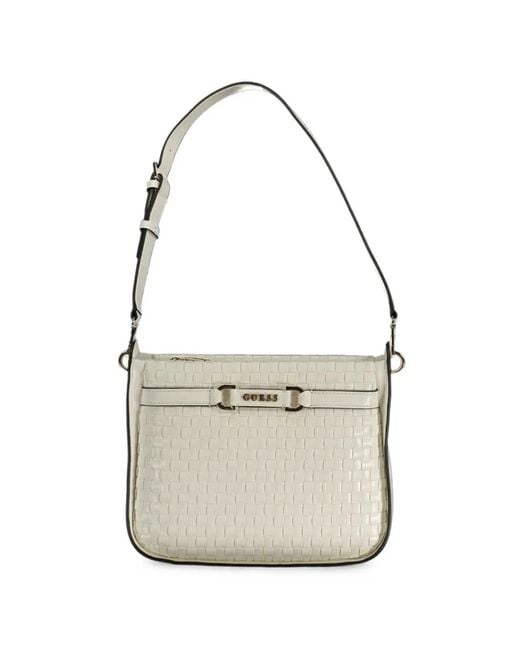 Guess White Logo-Plaque Tote Bag