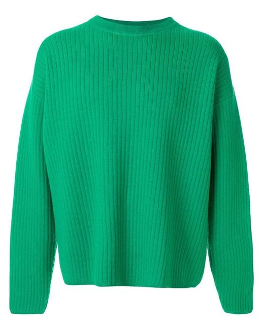 AMI Green Crew Neck Wool Oversize Sweater for men