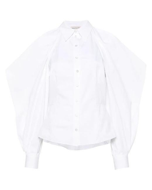 McQueen White Slashed Drape-Sleeve Shirt