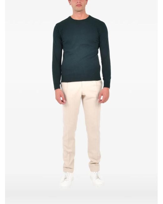 Franzese Collection Blue Ribbed Crew-Neck Sweater for men