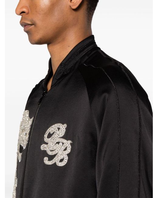 Balmain Black Tiger Crystal-embellished Bomber Jacket for men