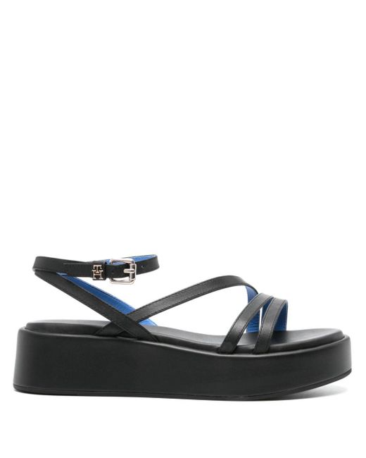 Tommy Hilfiger Blue Strappy Leather Platform Sandals