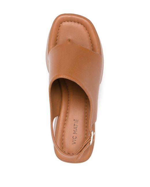 Vic Matié Brown Flatform Leather Sandals