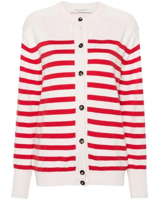 Philosophy Di Lorenzo Serafini Logo-Embroidered Striped Cardigan