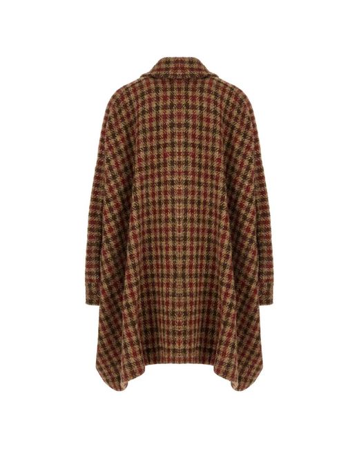 Uma Wang Brown Checked-Pattern Coat