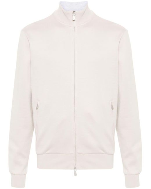Eleventy White Zip-fastening Cotton-blend Jacket for men