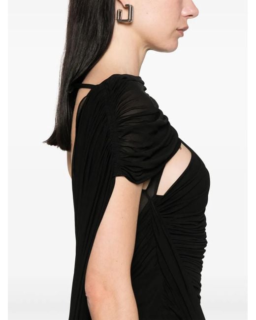 Mugler Black Draped Backless Gown