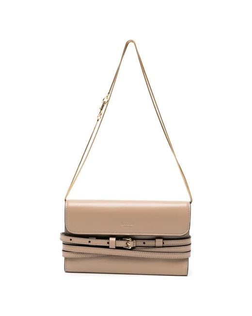 Moschino White Buckled-Strap Chain-Link Wallet
