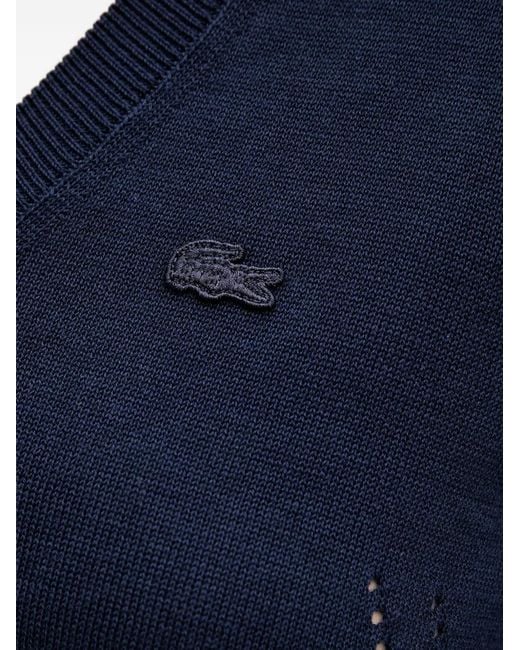 Lacoste Blue Logo-Patch V-Neck Sweater