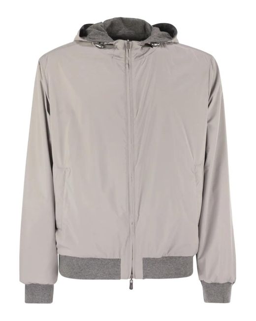 Fedeli Gray Reversible Hooded Jacket for men