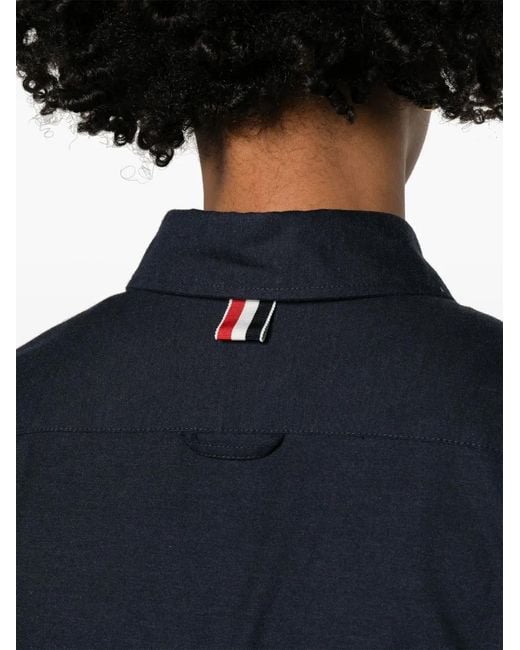 Thom Browne Blue Pleated Flannel Midi Shirt Dress