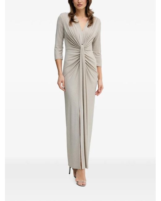 Joseph Ribkoff Natural Twist-Detail Three-Quarter-Sleeve Maxi Dress
