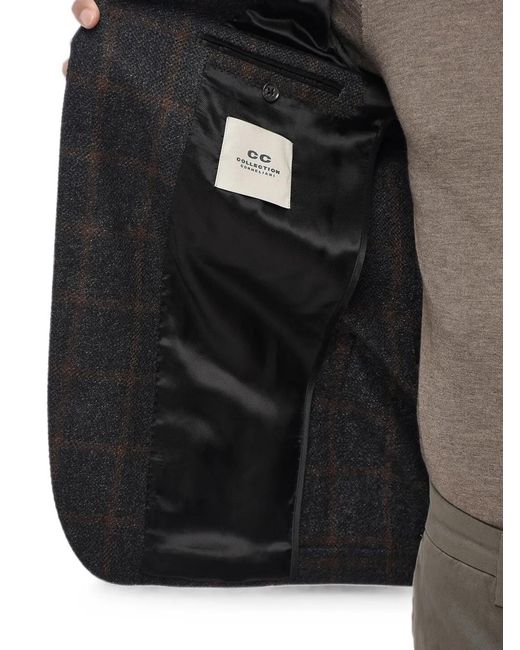 Corneliani Black Checked-Pattern Single-Breasted Blazer for men