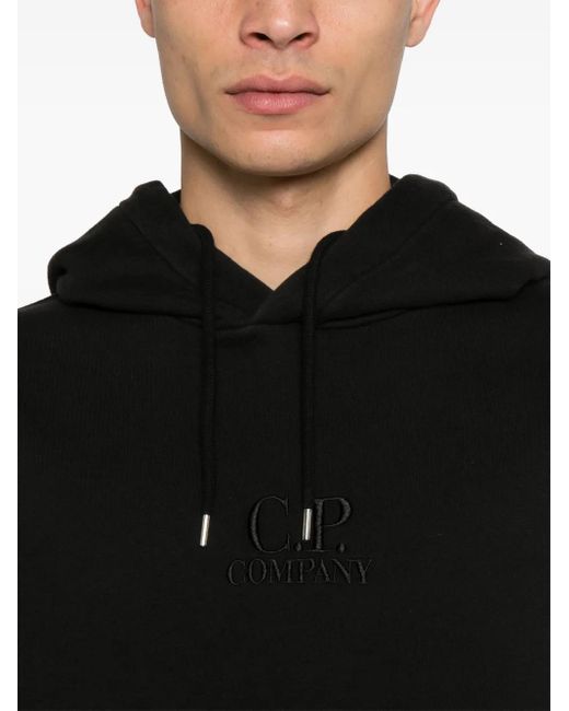 Felpa Con Cappuccio E Logo di C P Company in Black da Uomo