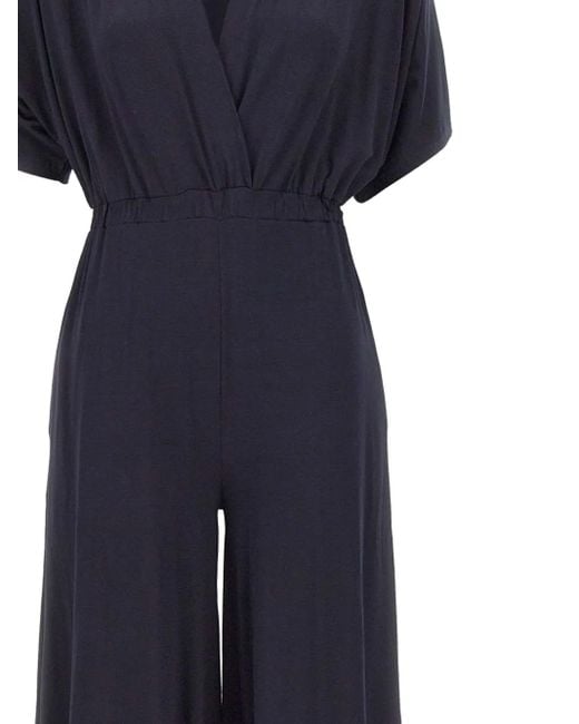Kaos Blue V-Neck Pleated Jumpsuit