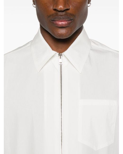 Low Brand White Zip-up Short-sleeve Shirt for men