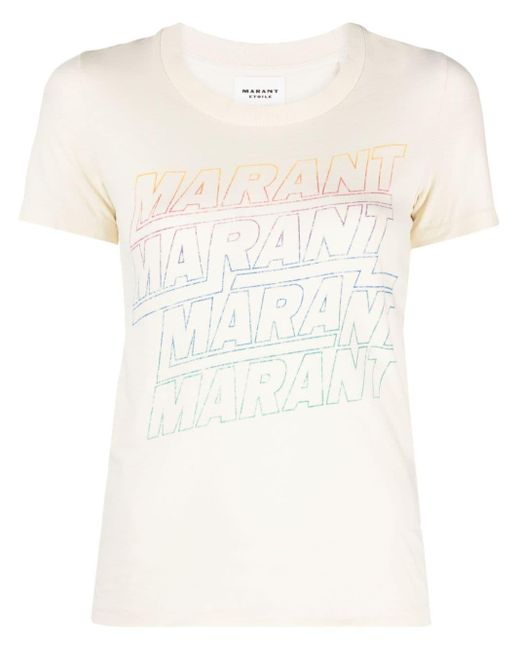 Isabel Marant White Ziliani Logo-print Cotton T-shirt