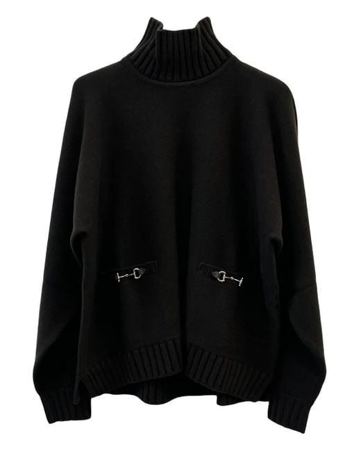 Horsebit pocket turtleneck top Gucci de color Black