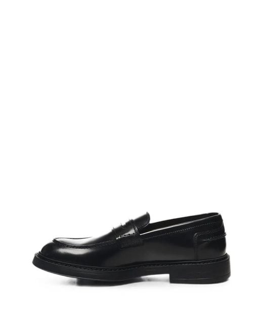 Doucal's Black Leather Loafers for men