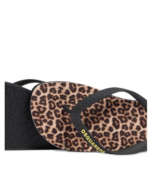 DSquared² Multicolor Wild2 Flip-Flops Mit Leoparden-Print