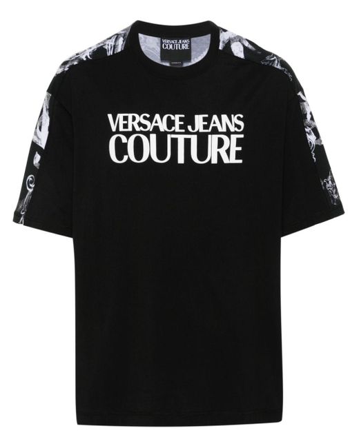 メンズ Versace Logo-print Cotton T-shirt Black