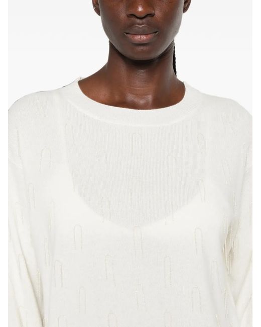 Fabiana Filippi White Bead-Embellished Crew-Neck Sweater