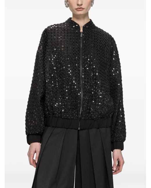 Nissa Black Embellished Oversized Jacket
