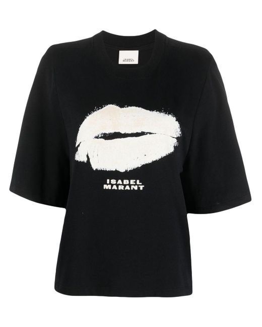 T-shirt en coton à imprimé graphique Isabel Marant en coloris Black