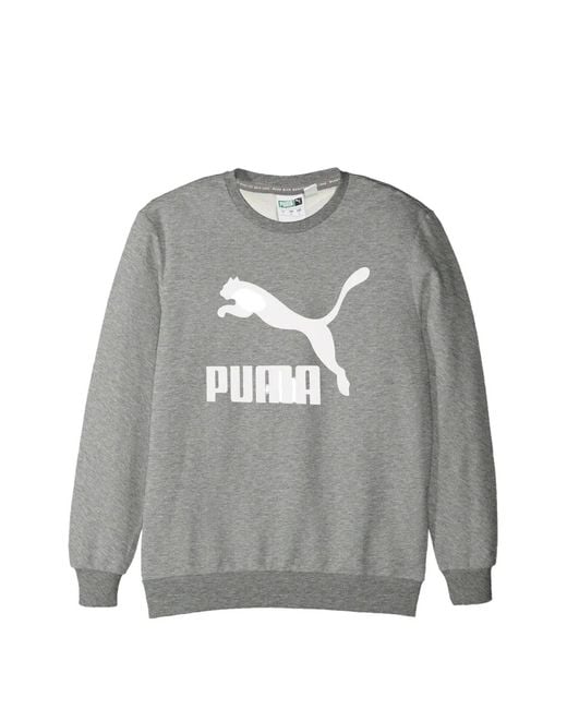 PUMA Gray Logo-Print Crew-Neck Sweatshirt for men