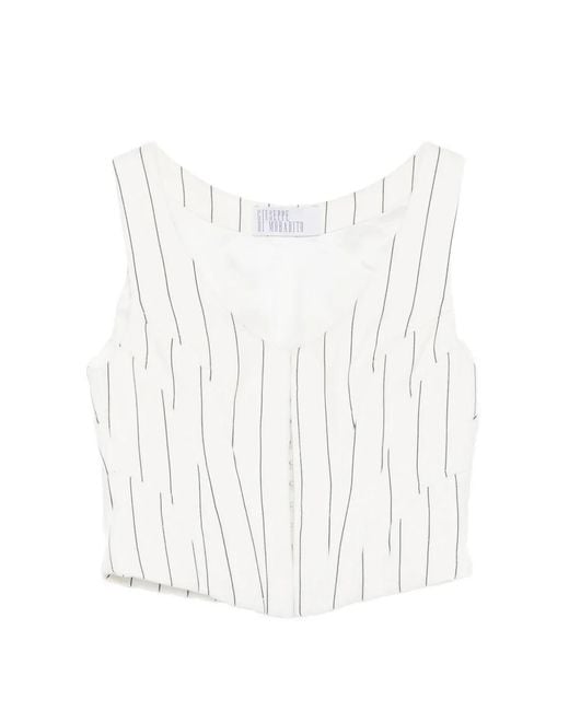 GIUSEPPE DI MORABITO White Pinstripe Top