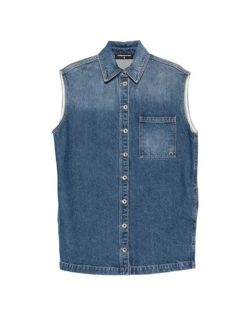 Patrizia Pepe Blue Sleeveless Denim Shirt