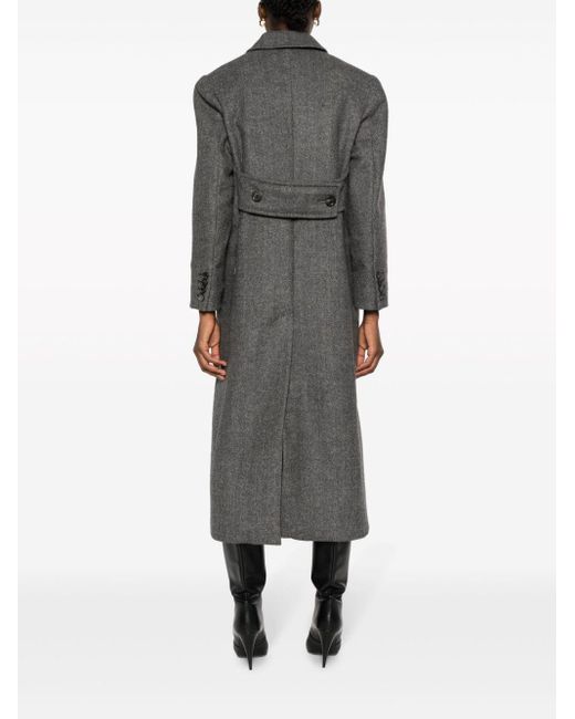 Max Mara Gray Eccesso Herringbone-pattern Wool Coat