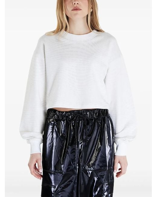 Calvin Klein White Cropped Puff-Sleeve Sweater