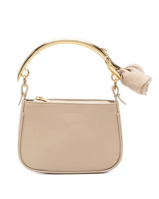 Blumarine Natural Mini Rose-Detail Leather Tote Bag