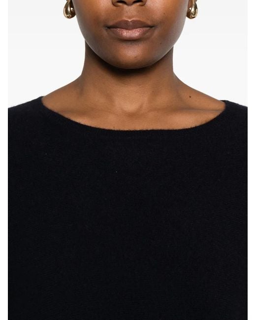 Kujten Black Cashmere Boat-Neck Sweater