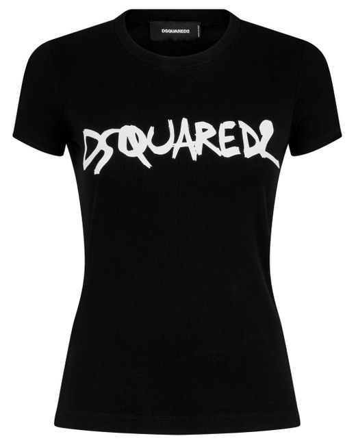 DSquared² Black T-Shirt mit Logo-Print