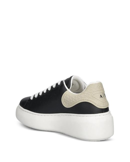 ARMANI EXCHANGE Black Logo-Embossed Platform Sneakers