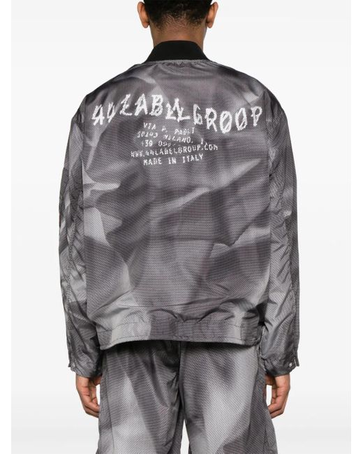 44 Label Group Gray Crinkle Graphic-Print Bomber Jacket