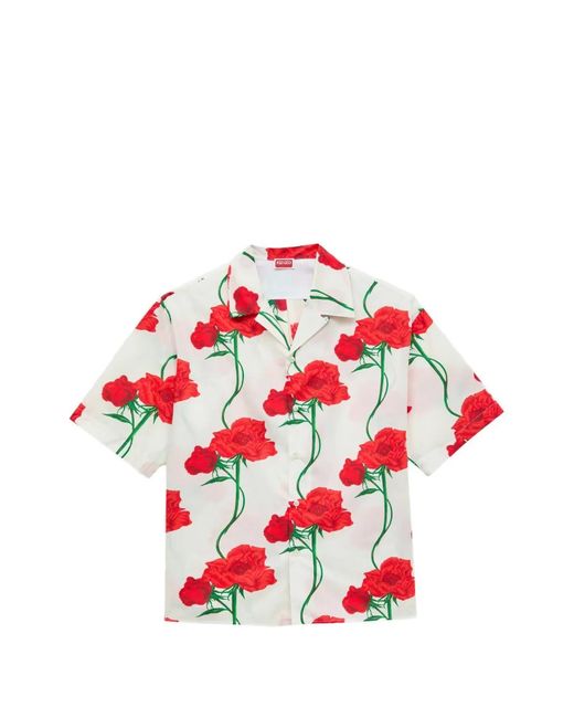 KENZO Short-Sleeved Hawaiian Shirt With Embroidered Logo for men