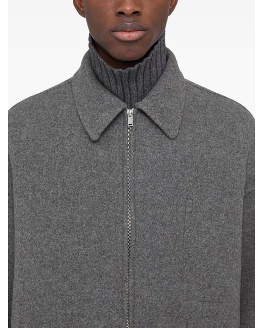 Jil Sander Gray Monogram Wool Zip-Up Jacket for men