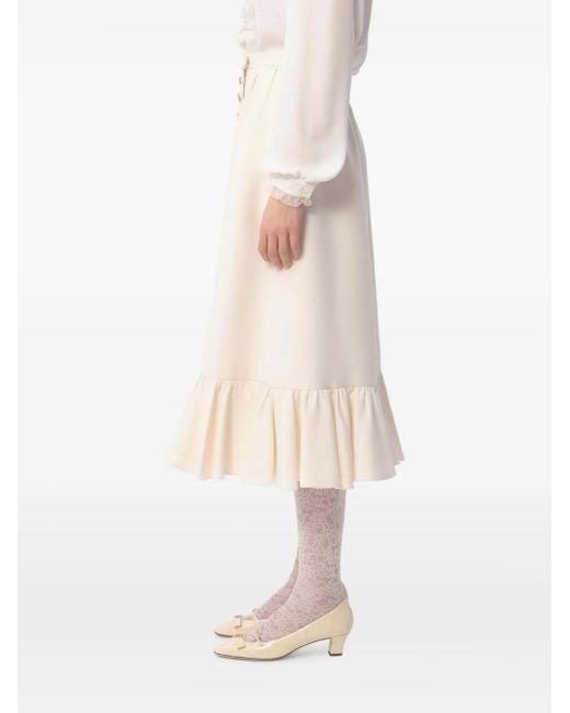 Valentino Garavani White Crepe Midi Skirt