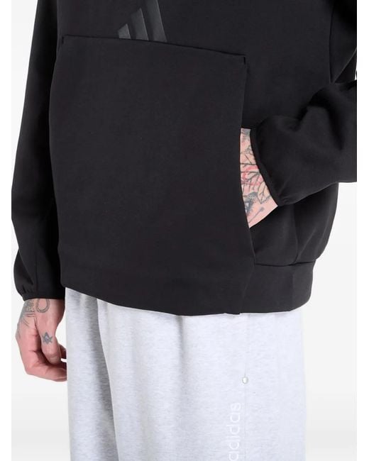 Adidas Black Z.N.E. Logo-Print Hoodie for men