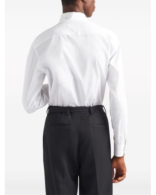 Chemise en coton à détail de nœud Prada pour homme en coloris White