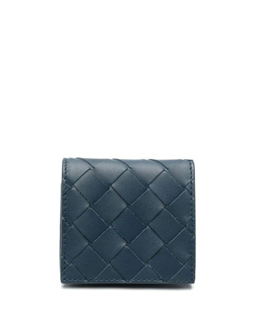 Bottega Veneta Blue Intrecciato Leather Coin Wallet for men