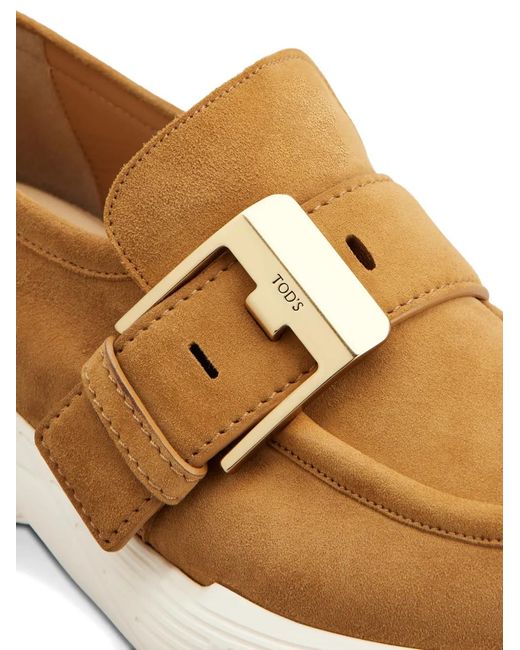 Tod's Brown Buckle-Detail Sneakers