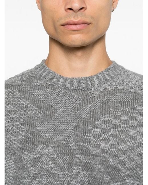 Etro Gray Jacquard-Knit Sweater for men