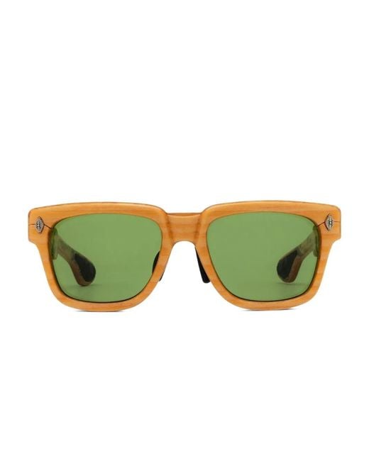 Chrome Hearts Yellow Wood-Frame Detail Sunglasses