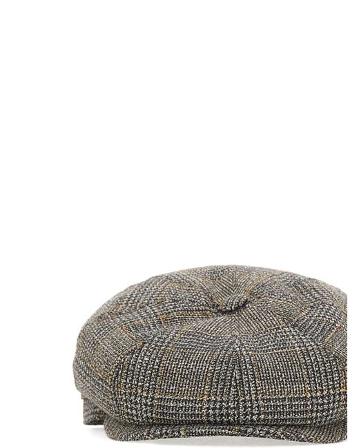 Borsalino Gray Houndstooth Wool Beret