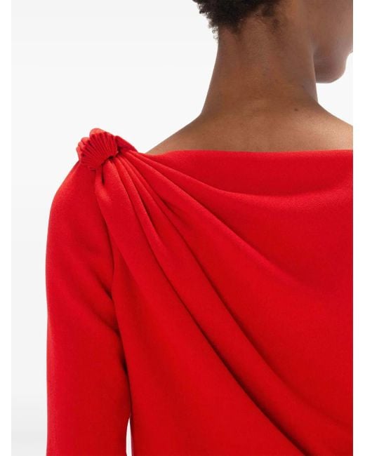 J.W. Anderson Red Draped Long-Sleeve Midi Dress