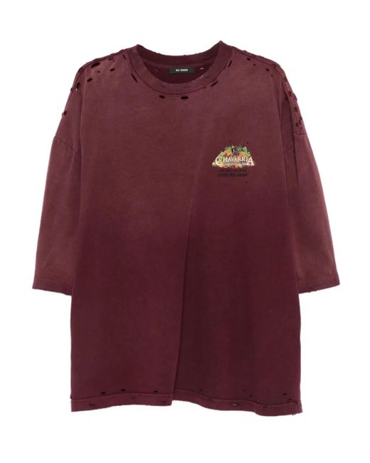Willy Chavarria Gerafeld T-Shirt Met Geborduurd Logo in het Purple voor heren
